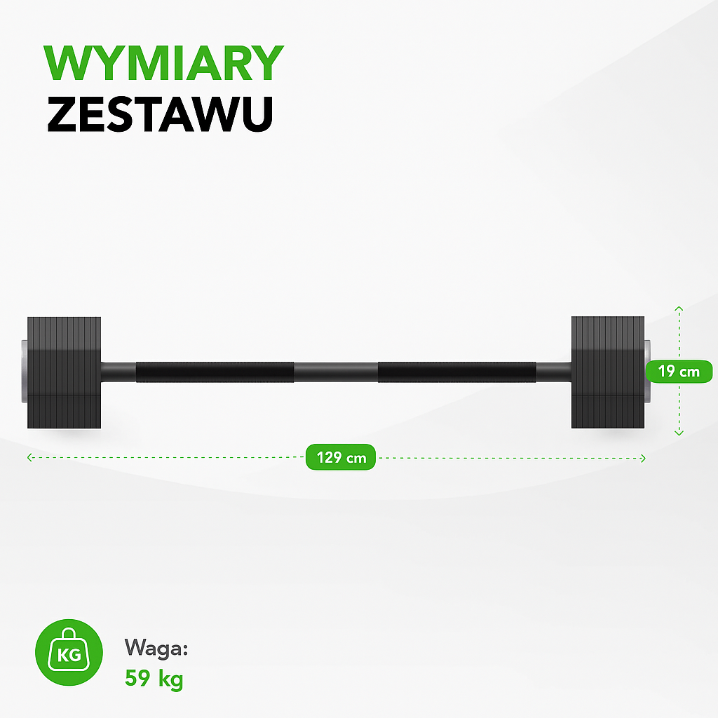Kompaktowe wymiary zestawu - infografika