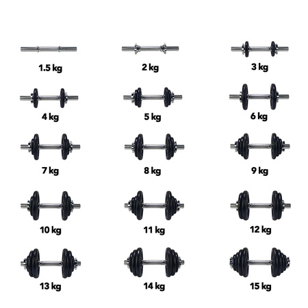 HANTLA STALOWA REGULOWANA TUNTURI DUMBBELLSET 15 kg