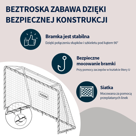 BRAMKA PIŁKARSKA HUDORA SOCCER GOAL SOLID 25 213x152 CM z matą celności (zestaw - 2 szt.)