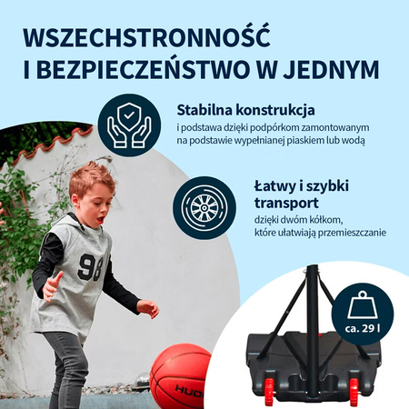 Kosz do koszykówki przenośny z regulacją wysokości Hudora ALL STARS 205