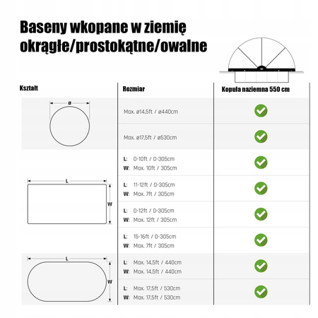 KOPUŁA NAZIEMNA DO BASENU EXIT POOL DOME ECO ø550cm