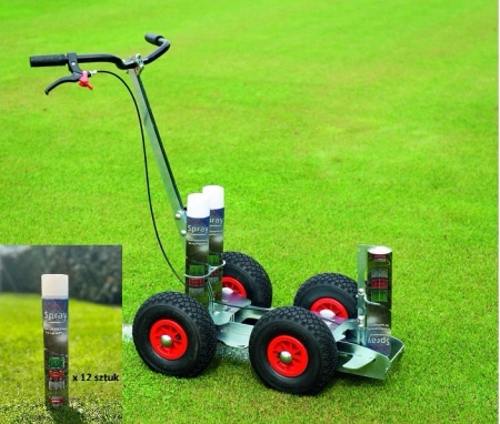 WÓZEK DO MALOWANIA LINII BOISKA SPORTPOLAND SPRAY + FARBA (ZESTAW 12 szt.) 