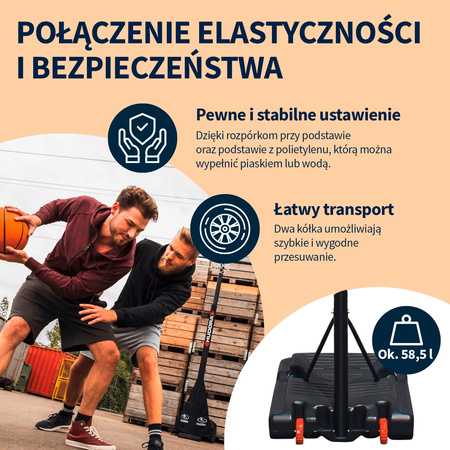 Kosz do koszykówki przenośny z regulacją wysokości Hudora Stand Chicago 260 + Piłka