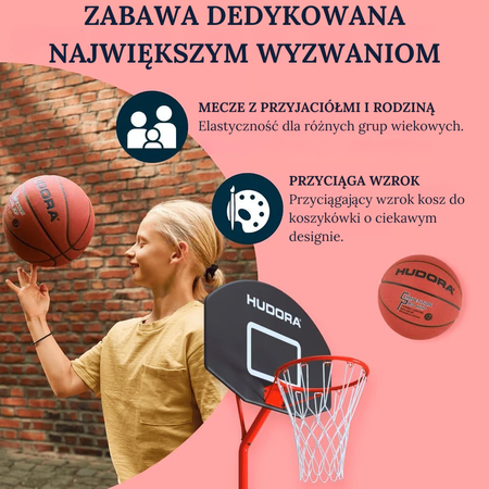 KOSZ DO KOSZYKÓWKI PRZENOŚNY Z REGULACJĄ WYSOKOŚCI HUDORA START BASKETBALL STAND 260