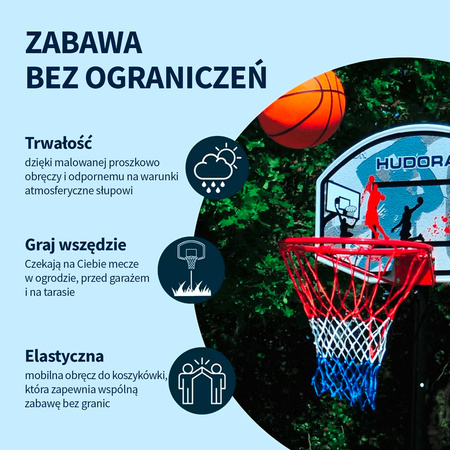 Kosz do koszykówki przenośny z regulacją wysokości Hudora ALL STARS 205