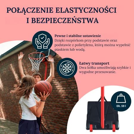 KOSZ DO KOSZYKÓWKI PRZENOŚNY Z REGULACJĄ WYSOKOŚCI HUDORA START BASKETBALL STAND 260