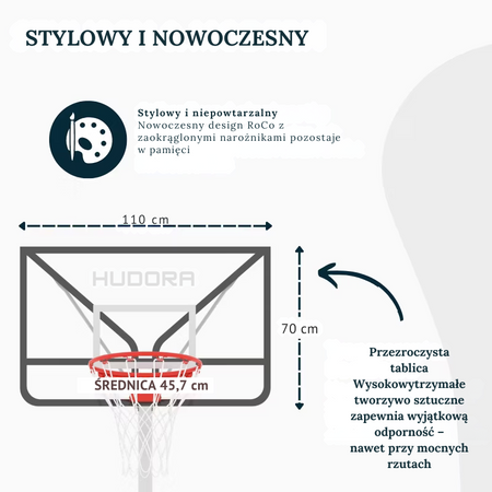 KOSZ DO KOSZYKÓWKI HUDORA ROCO 230 - 305 CM