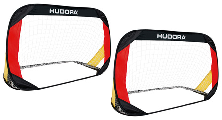BRAMKA PIŁKARSKA HUDORA POP-UP CZARNO-CZERWONO-ZŁOTA 120x80 CM (zestaw - 2 szt.)