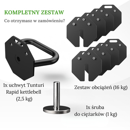 Zestaw Kettlebell Tunturi Rapid 3,5 kg + Obciążenia 2 x 8 kg