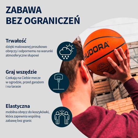 Kosz do koszykówki przenośny z regulacją wysokości Hudora Stand XXL 305