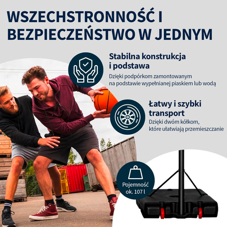 Kosz do koszykówki przenośny z regulacją wysokości Hudora Stand XXL 305