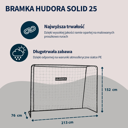 BRAMKA PIŁKARSKA HUDORA SOCCER GOAL SOLID 25 213x152 CM z matą celności (zestaw - 2 szt.)