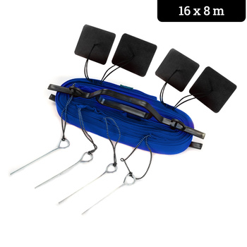 Linie do wyznaczania pola gry do siatkówki ze szpilkami i tabliczkami - niebieskie 16x8 m 